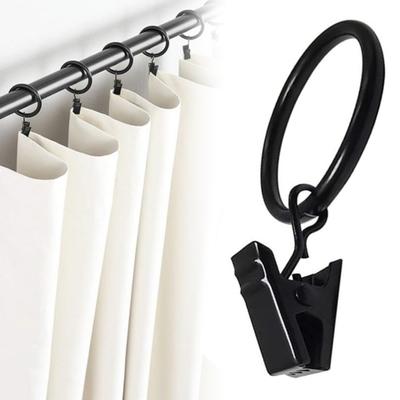 10 Pcs Curtain Rings with Clips Polished Iron No Tools Needed Snap-On Design Easy To Use Curtains Clamps with Hooks Curtain Accessories for