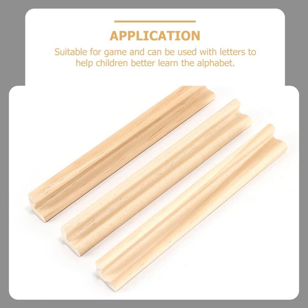 TOYANDONA Wooden Domino Trays, Set of 4 Mexican Train Domino Trays Racks Wooden Domino Tile Holders for Classic Board Games Dominoes Accessories