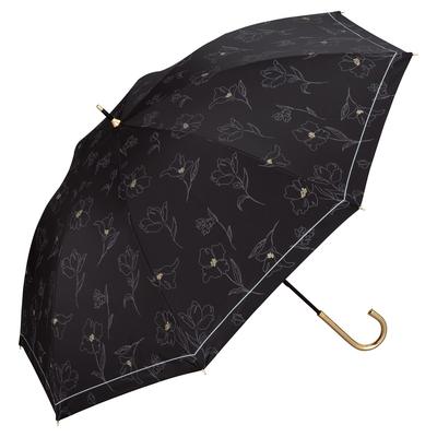 Parasol Shading Flower Drawing Black Shading UV Cut Both Sun and Long Umbrella 55 Cm Ribs for Commuting To Work or Ladies [2025] Wpc. 100% Rate/100%