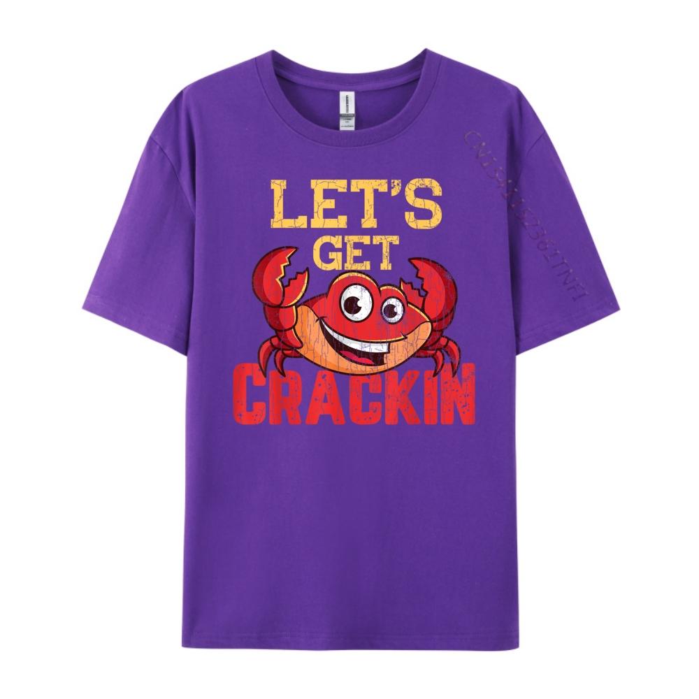 Lets Get Crackin Funny Crab Crabbing Crabs Lover Graphic White T Shirt Men Men Clothing Gothic Style