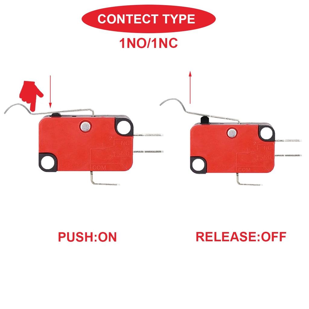 MKBKLLJY 12pcs Lead Limit Switch Short Hinge Roller Lever Arm 27mm/1.06" 1NO 1NC SPDT