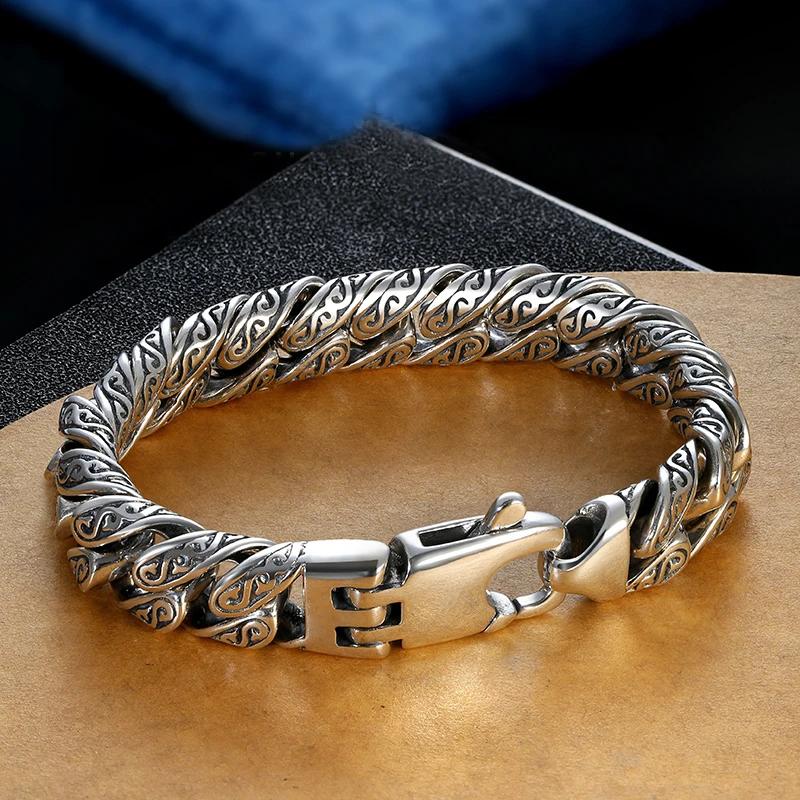 Neues Personalisierbares Armband mit Tang-Gras-Muster für Herren, dicker Abschnitt, für Jungen, Hip-Hop, Street, Hipster, Mode, Damenschmuck