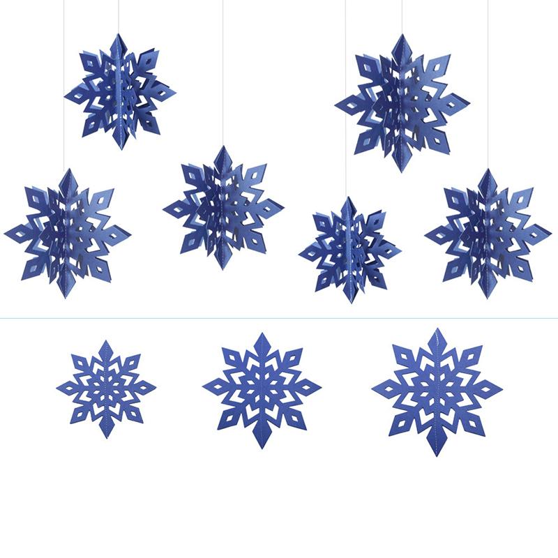 

6/12 шт., разноцветная бумажная подвеска-снежинка, бумажная волшебная трехмерная веревка, набор из шести предметов 6pcs темно-синий