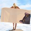 2D Flat, 1pc,Cute Illustration of a Black Cat Looking Up Beach Towel, Soft and Skin-Friendly, Non-Shedding,Easy To Clean,Durable