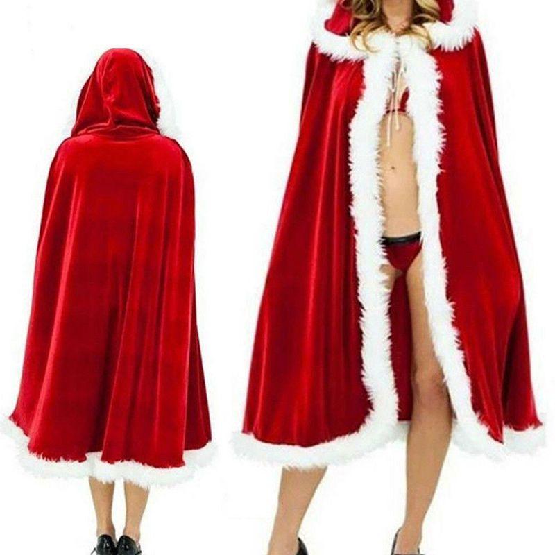 Christmas Adult Xmas Ladies Mrs Santa Claus Fancy Dress Costume Cloak Cape