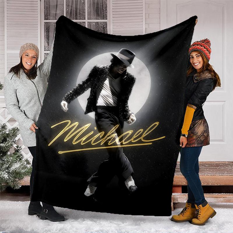 1pc Michael Jackson Theme Blanket - Digital Print, Polyester, Cozy for All Seasons, Perfect for Outdoor, and Travel