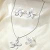 Stainless Steel Simple Fashion Exaggerated Large Flowers Pendant Necklace Ring Earrings Jewelry Set Female Creative Gift
