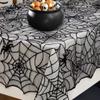 Lace Halloween Decoration Portable Spider Web Tablecloth Creepy Black Tablecloth Haunted House