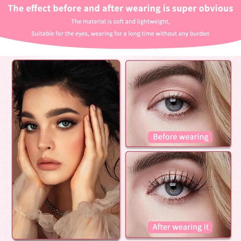 1Pair Magnetic Eyelashes Set Reusable Fluffy False Eyelashes And Tweezers Kit Natural Long Fiber Lashes Extension Makeup