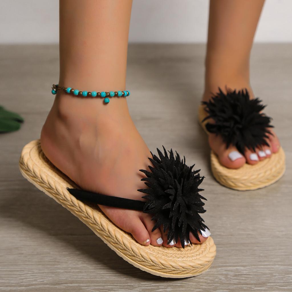 Women's Fashion Trend Non-slip Wear Resistant Sunflower Flat Flip Flops