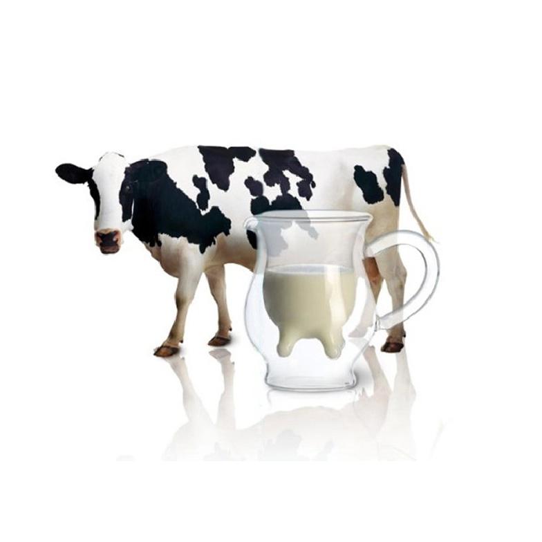 Creative Cow Double Layer Glass Creamer Cup 250ml Lovely Milk Jug Juice Tea Coffee Cup Clear Glass Mug Milk Frother Pitcher