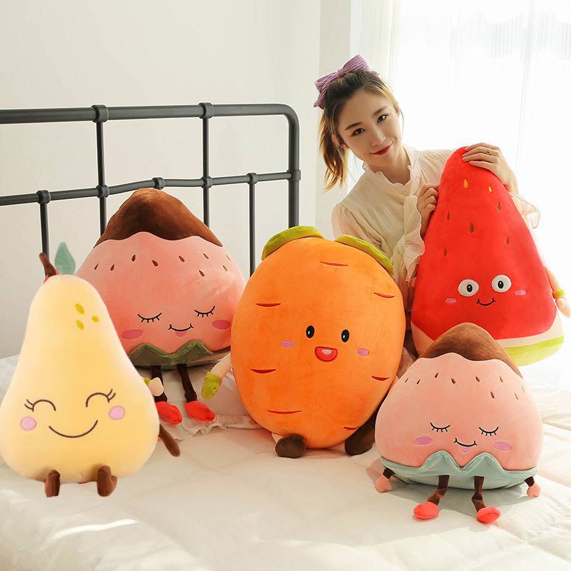 98in Cartoon Plush Toy Fruit Design Strawberry Watermelon Radish Pear Gift Kids