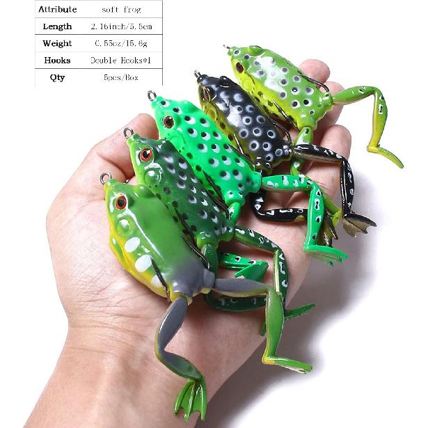 Frog Lure, Topwater Fishing Lures, Frog Lures for Bass Fishing, Top Water Frog Soft Swimbaits with Weedless Fishing Lures for Bass Trout Pike