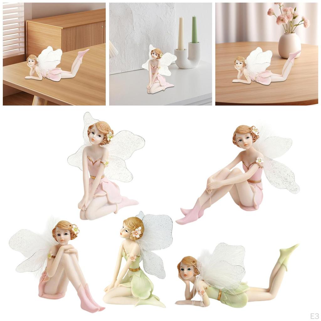 Figure Figurine Creative Desktop Ornament Resin Hand Painted Sculpture Girl Statue for House