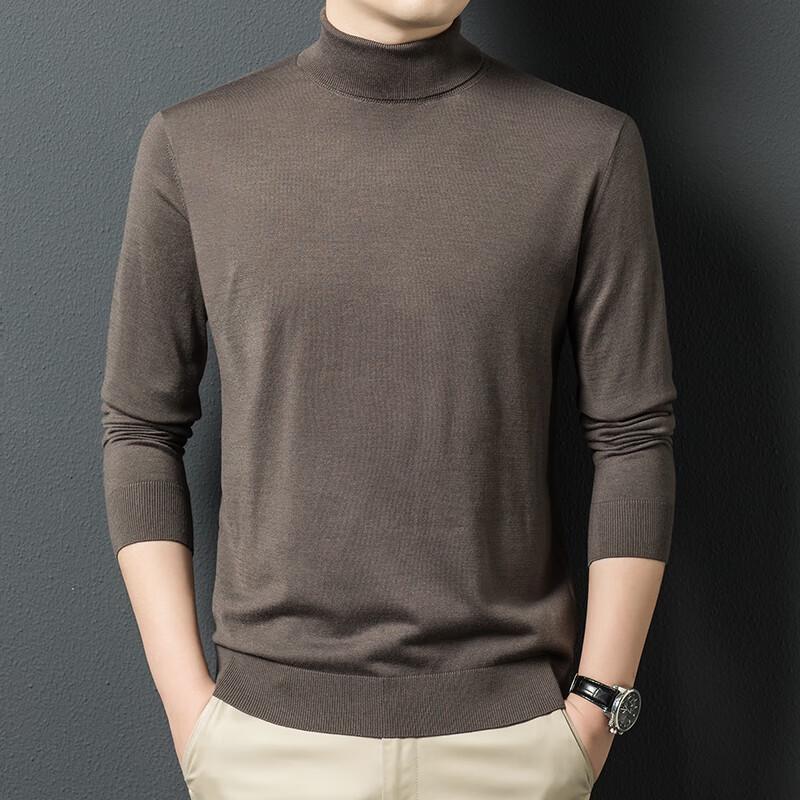 Yiliteng Men's Merino Wool Blend Half-High Collar Knitted Sweater