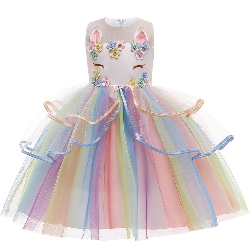 Unicorn Tutu Dress for Girls - Rainbow Princess Birthday Party Dress + Halloween Costume, 2-in-1 Kids Fancy Dress