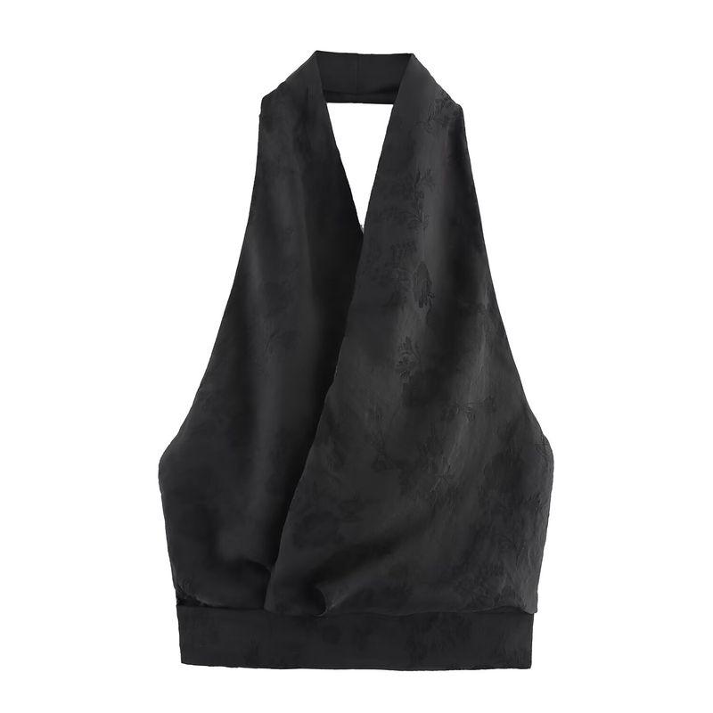 Araltay New Arrival Fashion Style Women's Jacquard Florals Hanging Collar Tops Casual Pants 2731264 800