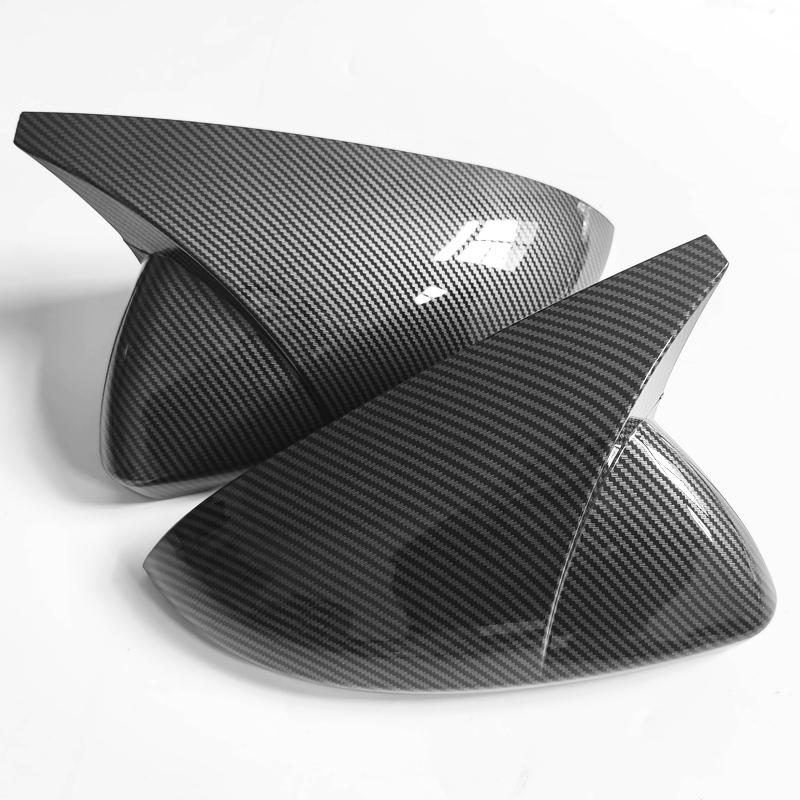 For Volkswagen Golf MK7/7.5 2014- Car Side with Horn Rearview Mirror Cover Trim,black Carbon Fiber Turn Signal Mirror