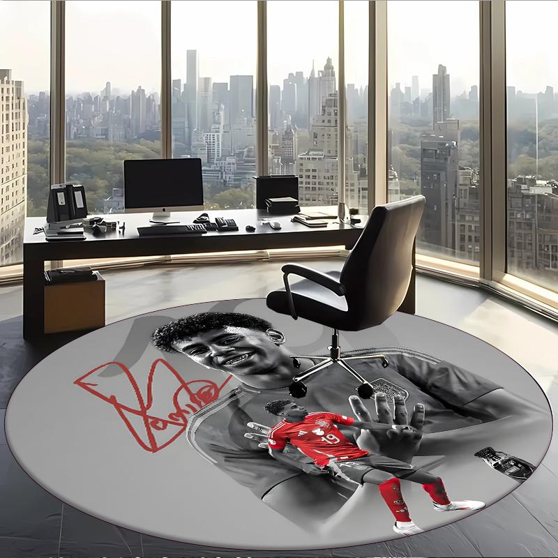 Lamine (19) Round Office Rug Decorative Floor Rug for Office Bedroom Living Room and Home Space