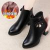 Soft leather thick heel short boots women's autumn new side zipper Martin boots winter velvet short boots warm small leather boots