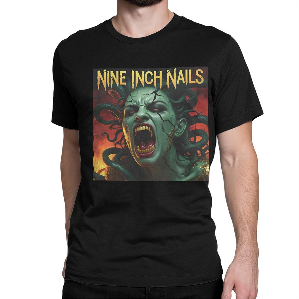 Vintage NIN Rock Band Nine Inch Nails  T-Shirts Men Women Round Neck 100% Cotton T Shirt  Short Sleeve Tees Original Tops