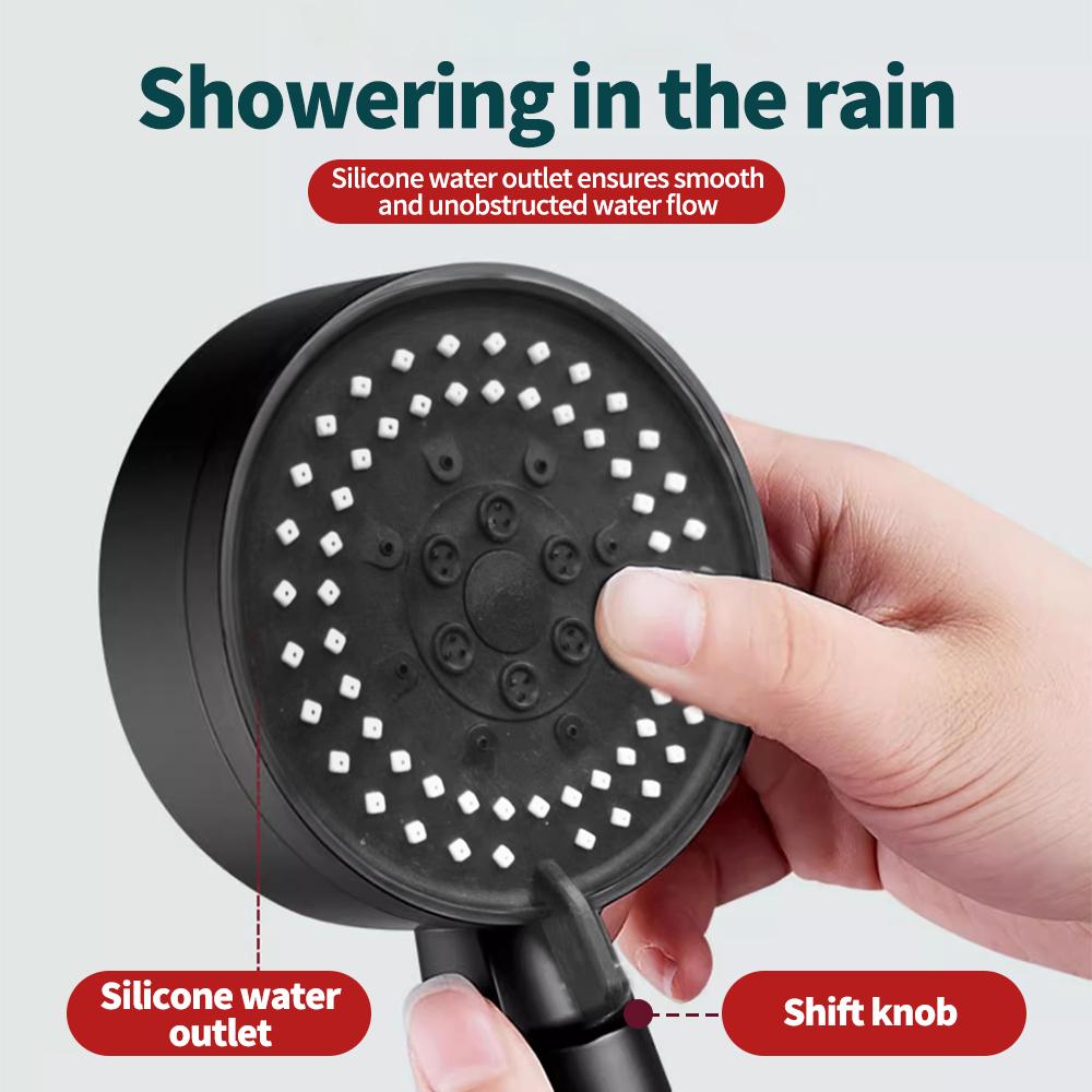 Cap de duș cu 5 moduri de înaltă presiune, reglabil, sub presiune, economisirea apei cu o singură tastă, masaj cu apă, duș ecologic, accesoriu pentru baie