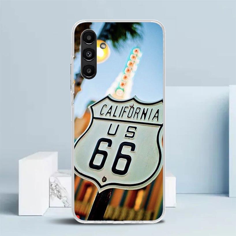America Route 66 Cover for Samsung Galaxy A17 A37 A57 A16 A26 A36 A56 A15 A14 A55 Phone Case A13 A53 A25 A35 A24 A34 A23 A33 Gal