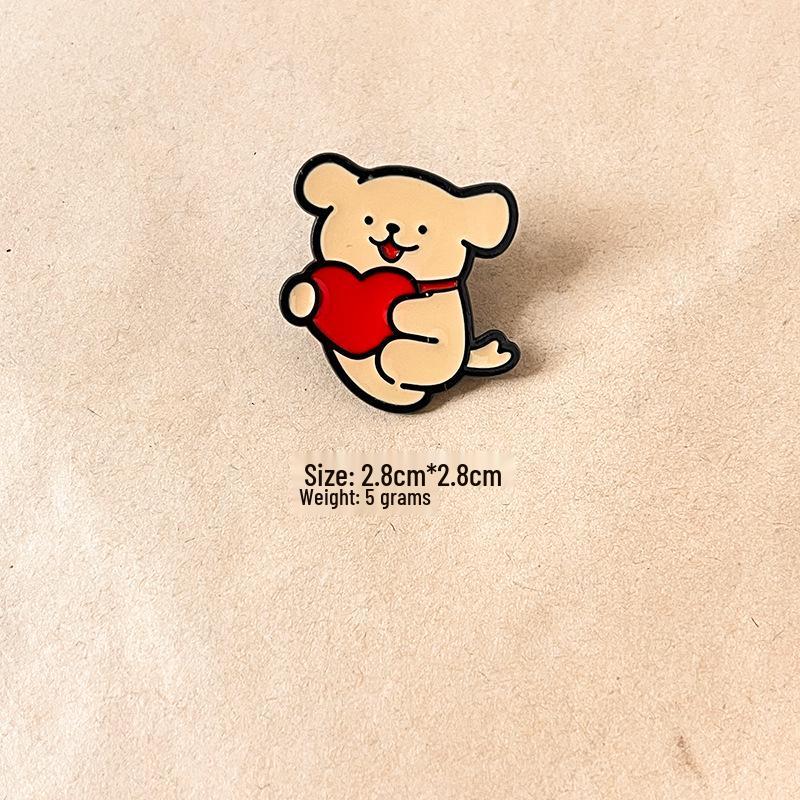 Cartoon Cute Golden Retriever & Maltese Puppy Brooch - Dog Badge for Men, Women, and Students