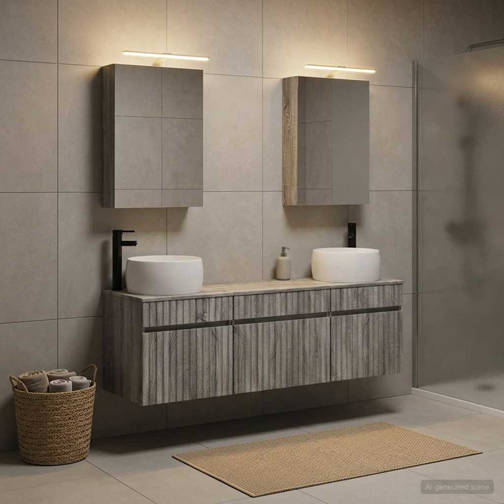 Bathroom Cabinet Set 5 Pcs Grey Sonoma 50 X 14.5 X 70 Cm