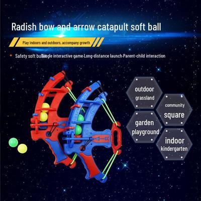 Conjunto de arco e flecha Catapult Radish para crianças - alvo de EVA interativo para pais e filhos e brinquedo de tiro com bola de algodão