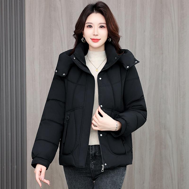 Mom Down Cotton Clothing Large Pocket Women's Fashion Thermal Clothing Hooded Small Thickened Bread Clothing Jacket