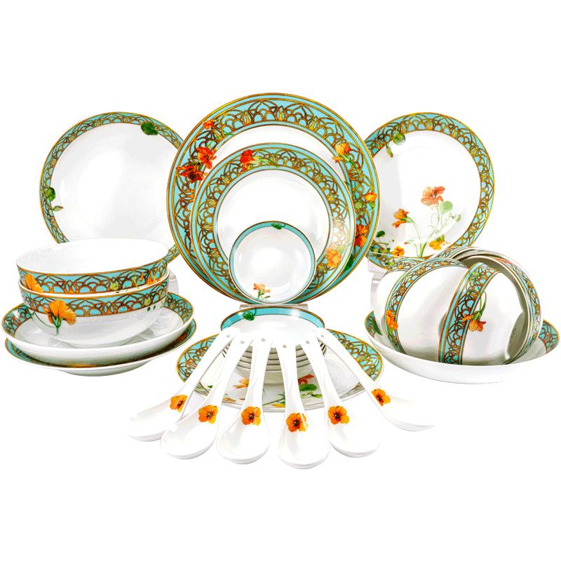 Набор столовой посуды из костяного фарфора Margolonte Windsor Garden, 28 предметов