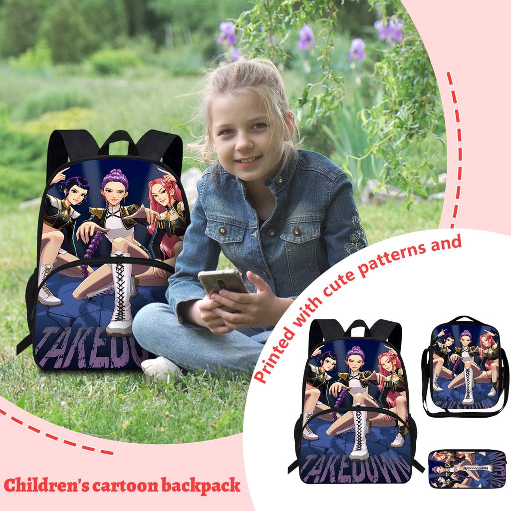 Elementary School Cartoon Backpack And Peripheral Backpack Three Piece Set