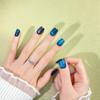 Handmade Deep Sea Blue Cat Eye Gradient Glitter Diamond Nails - Trendy Autumn/Winter Nail Art Tips