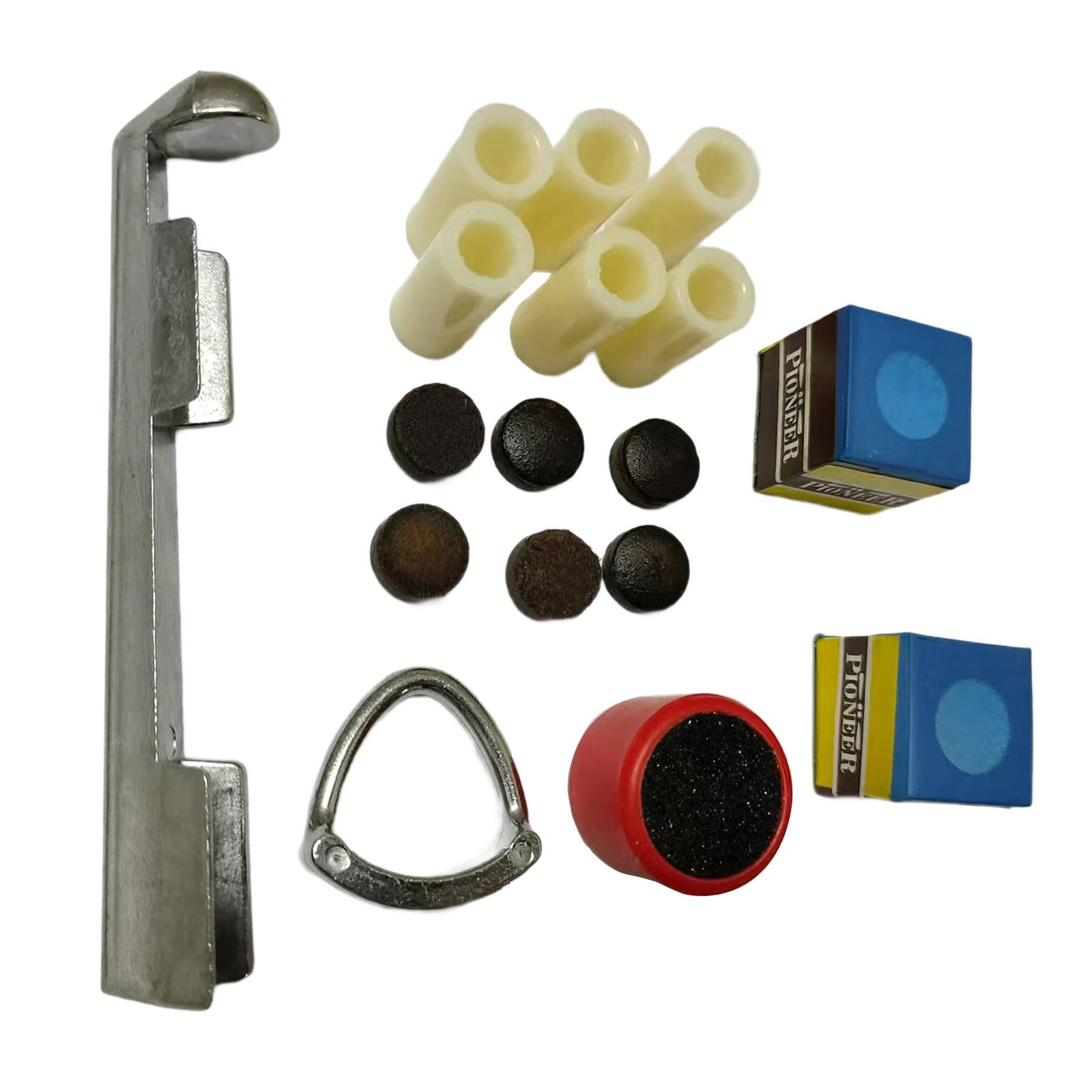 

Pool Cue Tips Replacement Kits Billiards Pool Cue Tip Repair Shaper Tool with Cue Tips Chalk Cube Cue Tip Clamp Tool