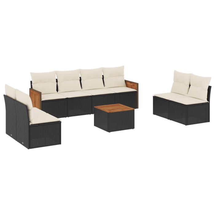 VidaXL Garden Lounge Set with Cushions 9 Pcs, Patio Sofas, Patio Furniture Set, Outdoor Furniture, Black 3227575