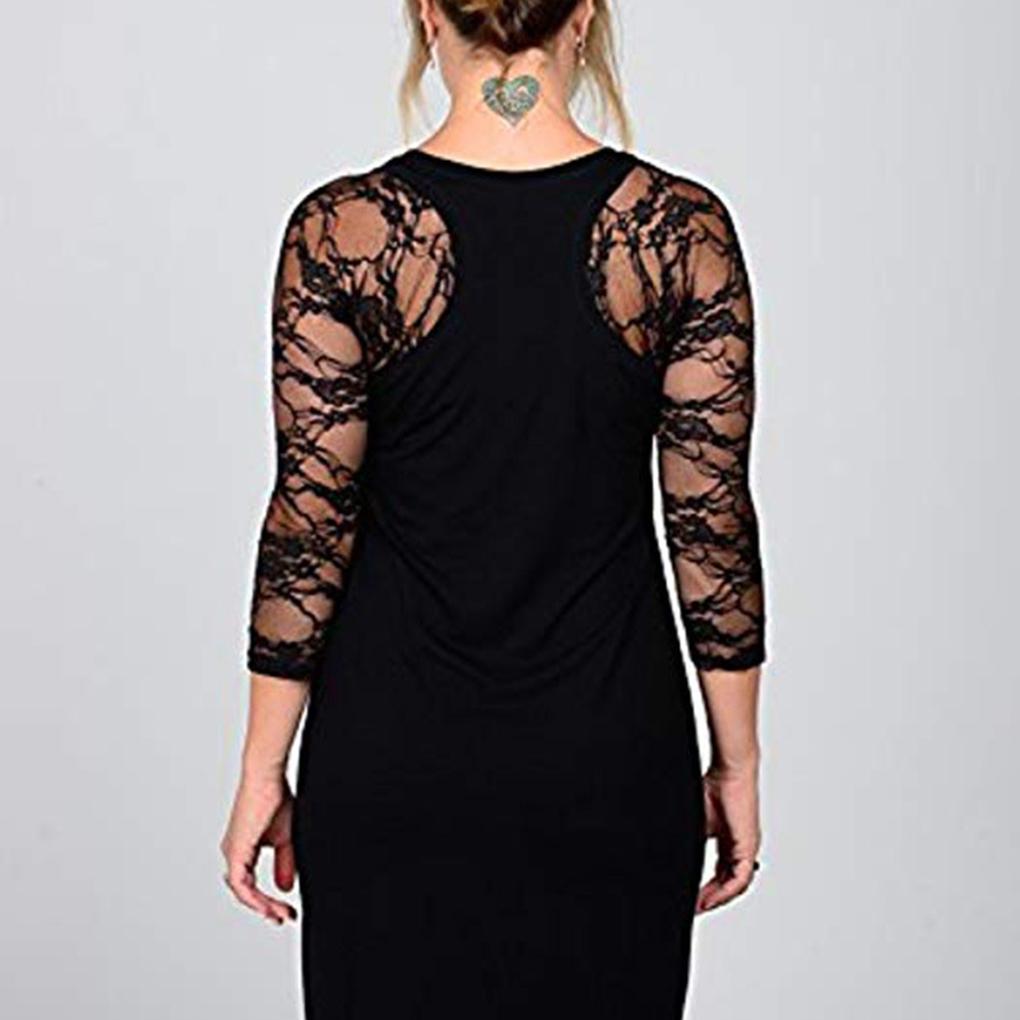 Women Girl Crop Top Solid Mesh Lace Open Front Long Sleeve Base T\-Shirt
