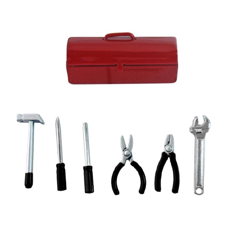 Doll House Toolbox Miniature Tool Kits Set With Hammer Screwdriver Wrench Pliers For Craft Model Project Displaying