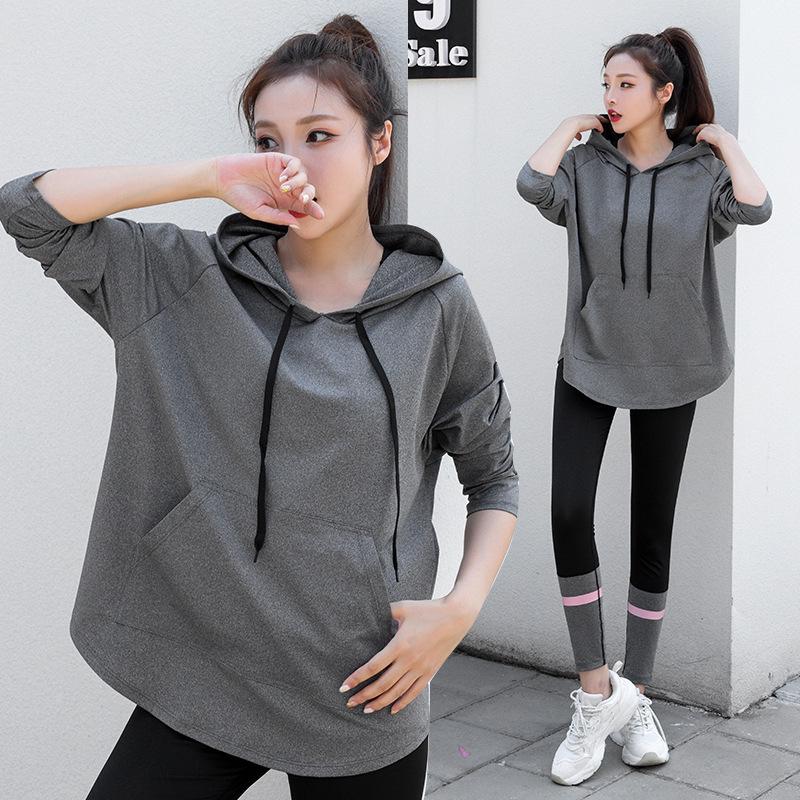 Felpa con cappuccio sportiva larga taglie forti da donna 2023 per fitness e yoga