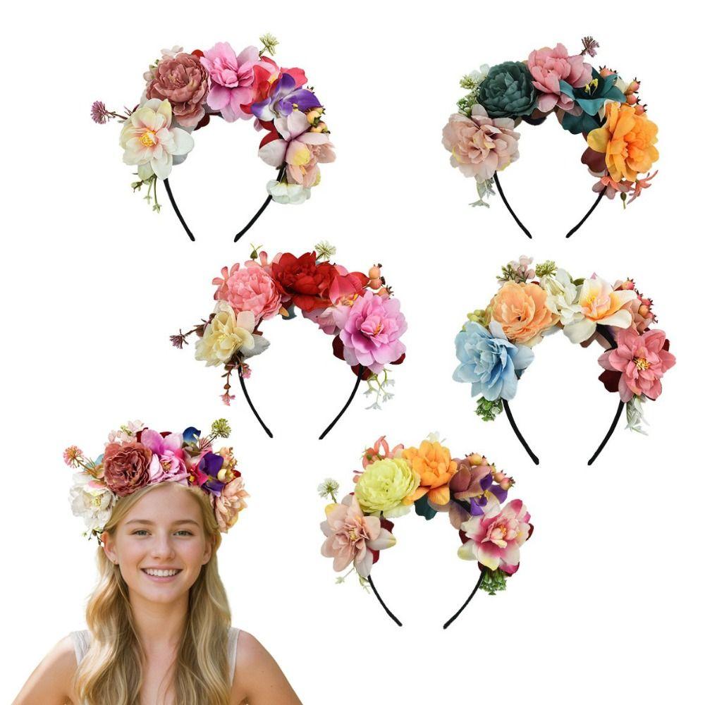 Fabric Flower Floral Hair Hoop Luxury Floral Simulation Flower Crown  Wedding