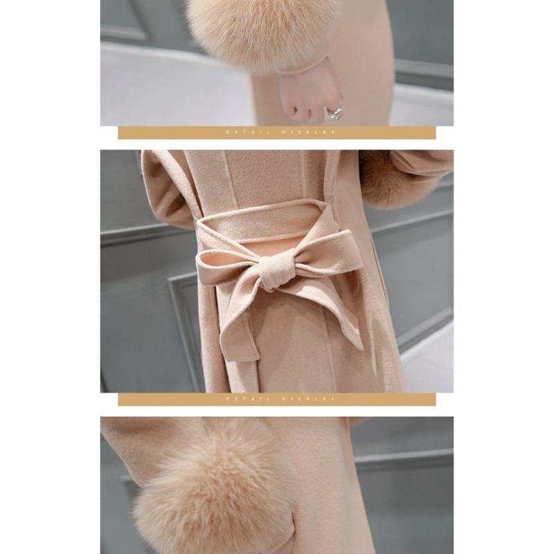 Vlněný kabát zimní kabát ženy Korejská verze samokultivace bundy s velkým kožešinovým límcem Wool-Coat Jacket Parka
