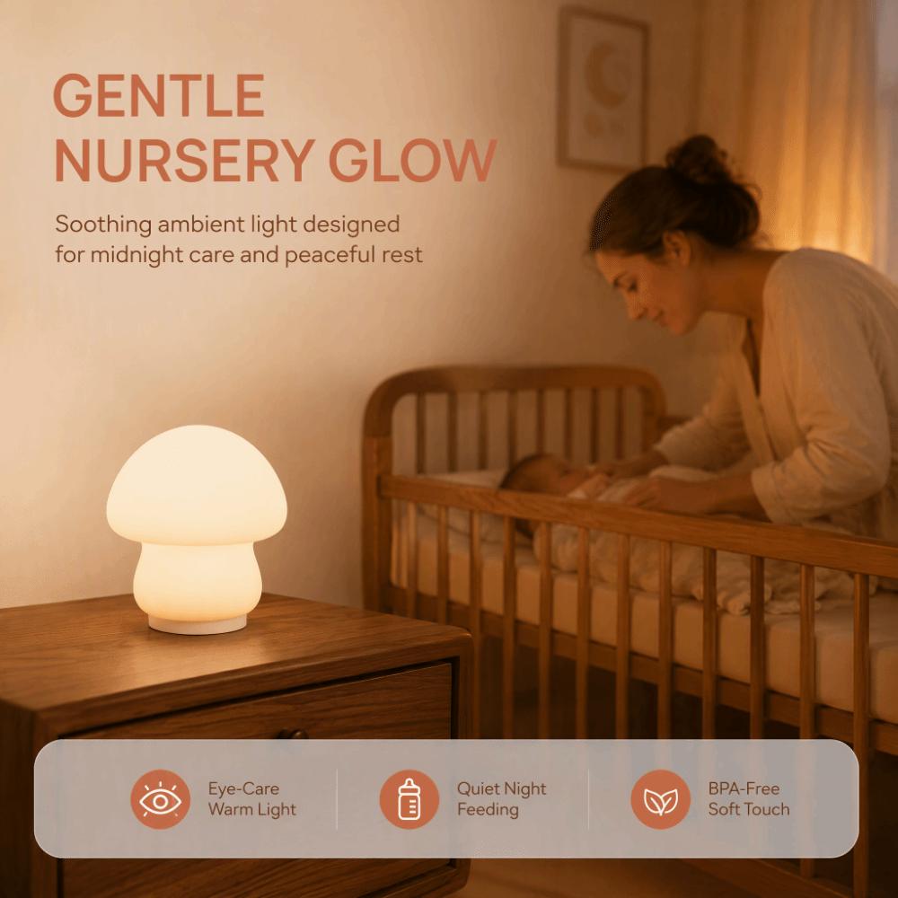 12.5 X 11.6cm LED Mushroom Lamp White Dimmable Nightlight Mushroom Nightlight  Nighttime Feeding
