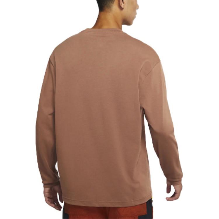 Jordan Essentiels de Vol Lettrage Brodé T-Shirt Ample à Col Rond et Manches Longues Unisexe Hauts Brun Vintage DN4428-256