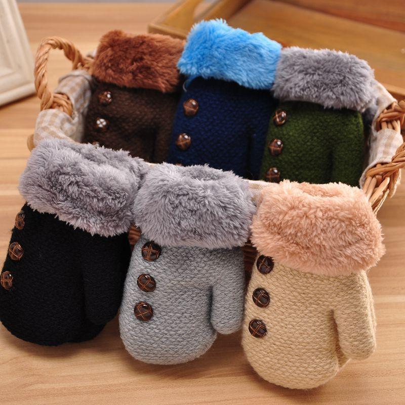 Winter Baby Gloves With Rope Warm Thick Plus Velvet Mittens for Toddler Boys Girls Soft Kids Full Finger Ski Gloves Guantes