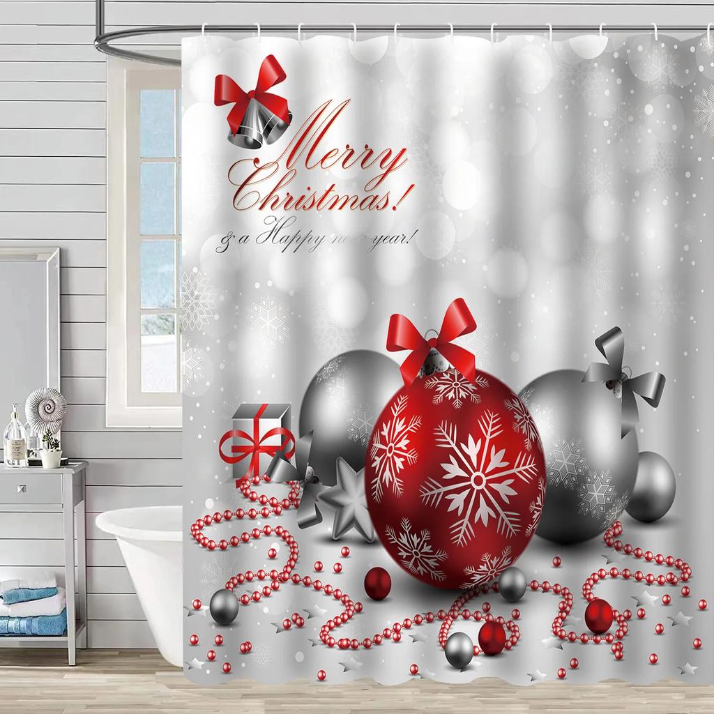 Merry Christmas /Santa Claus/Shower Curtains Holiday Farmhouse Home Fabric Bath Curtain Bathroom Decor/cow Print Blanket