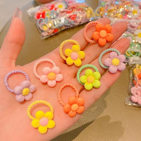 20 ks vlasových provazů Barevné kreslené květiny s mašličkou žába Dekor Vysoce elastické dívčí sponky do vlasů Vlasové doplňky