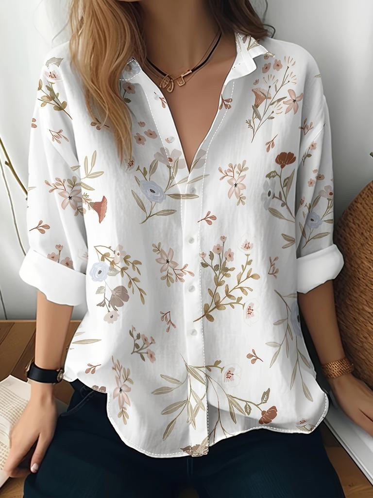1116 Neues Damen Langarmshirt Sommer Europäischer und Amerikanischer Trend 1D Bedrucktes Hemd