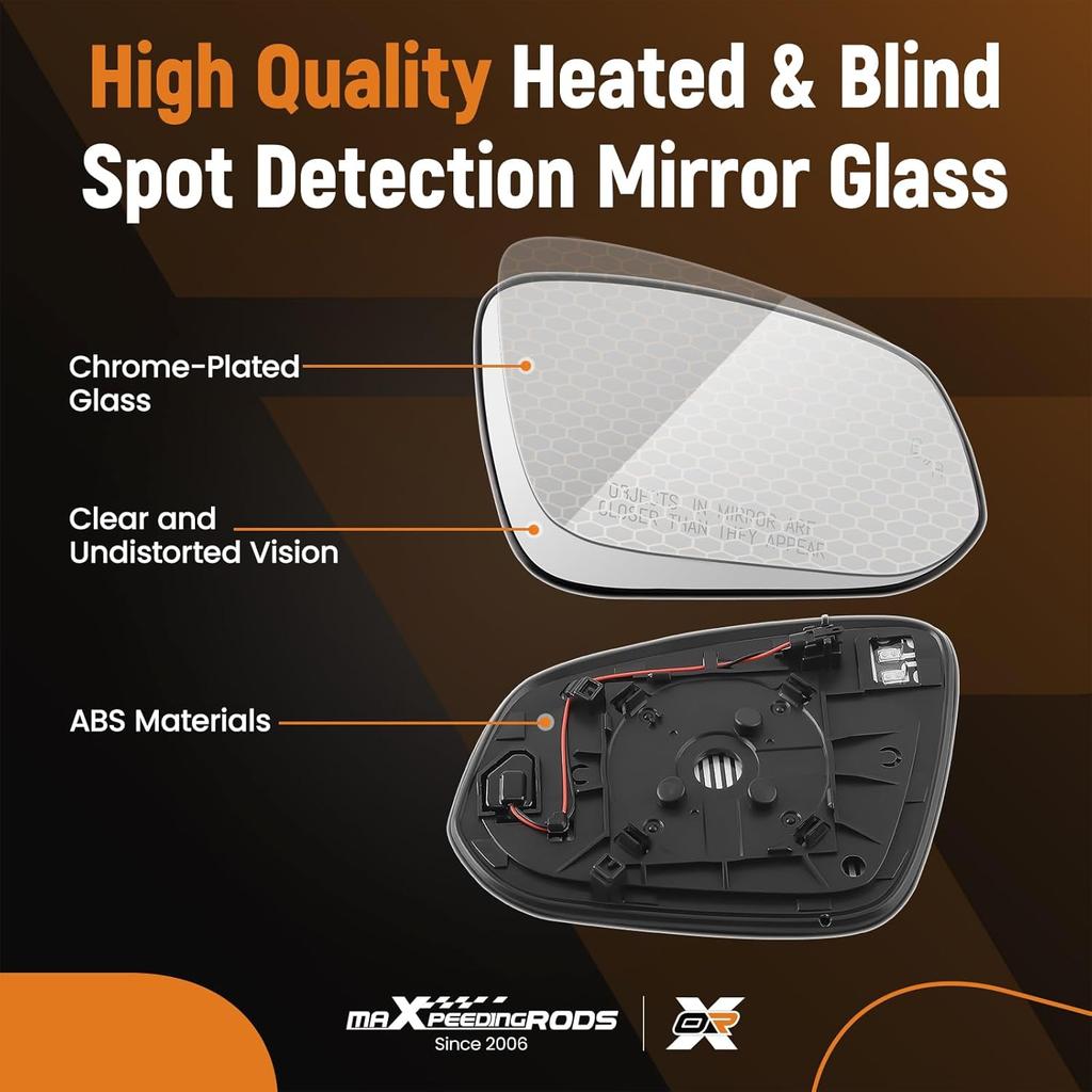 maXpeedingrods Passenger Side Power Heated Mirror Glass Replacement for Toyota RAV4 2013-2018, for Toyota Tacoma 2016-2021, with Blind Spot Detection