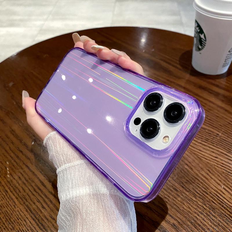 

Роскошный чехол для телефона Aurora Laser для iPhone 11 12 13 Pro Max 14 Plus IMD, мягкий силиконовый чехол из ТПУ для iPhone 14 Pro Max iPhone 14 фиолетовый