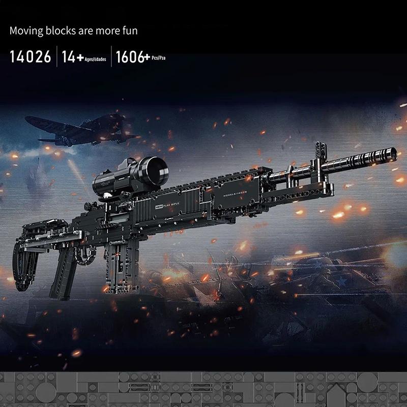 MOULD KING 14026 Technische MK14 Kampfgewehr Simulation Pistole Modell Bausteine ​​Militär Waffe Ziegel Spielzeug Set für Kinder Geschenke